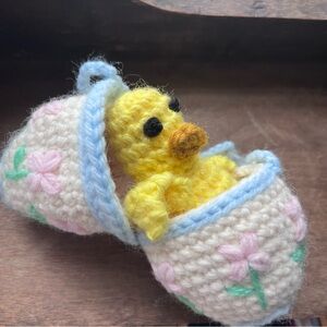Handcrafted Crochet Vintage Easter Chick and Easter Egg Set